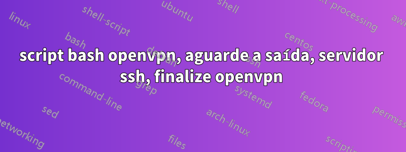 script bash openvpn, aguarde a saída, servidor ssh, finalize openvpn