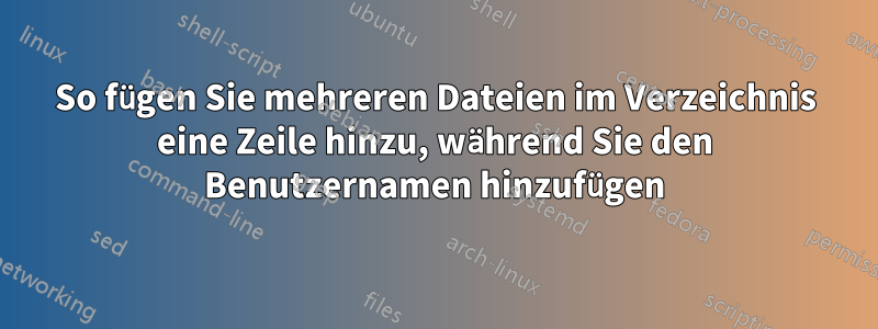 So fügen Sie mehreren Dateien im Verzeichnis eine Zeile hinzu, während Sie den Benutzernamen hinzufügen