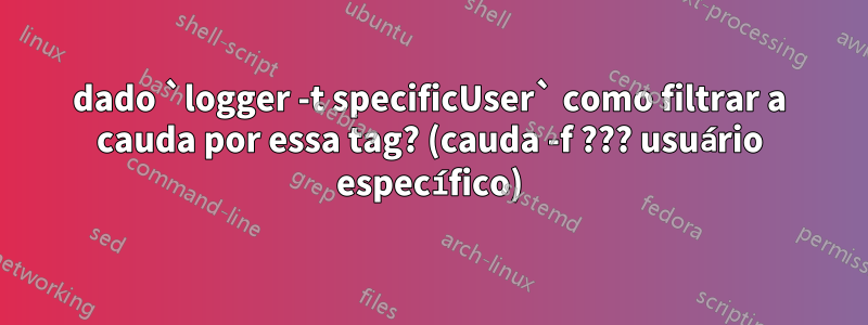 dado `logger -t specificUser` como filtrar a cauda por essa tag? (cauda -f ??? usuário específico)