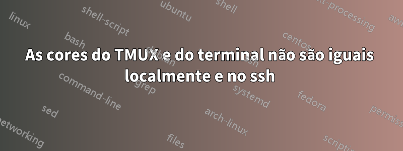 As cores do TMUX e do terminal não são iguais localmente e no ssh