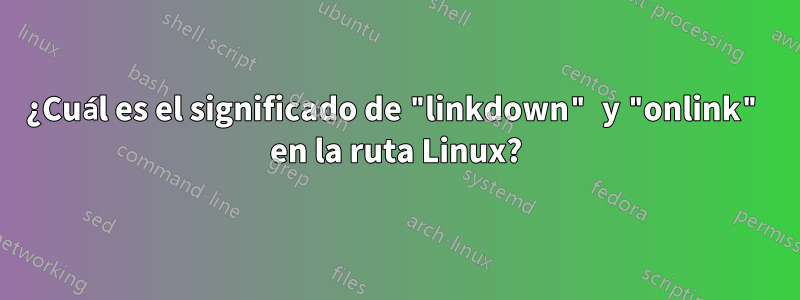 ¿Cuál es el significado de "linkdown" y "onlink" en la ruta Linux?