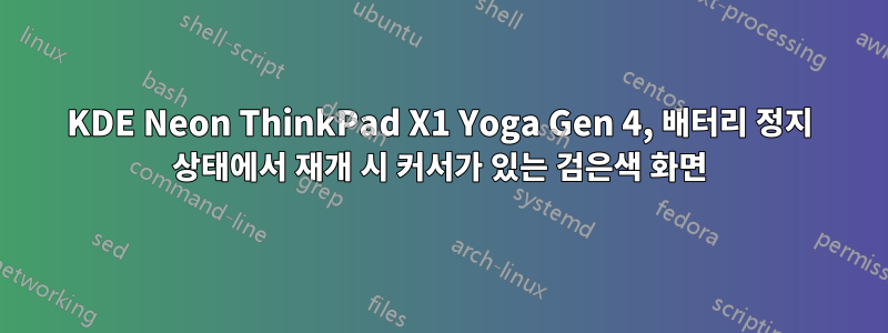 KDE Neon ThinkPad X1 Yoga Gen 4, 배터리 정지 상태에서 재개 시 커서가 있는 검은색 화면