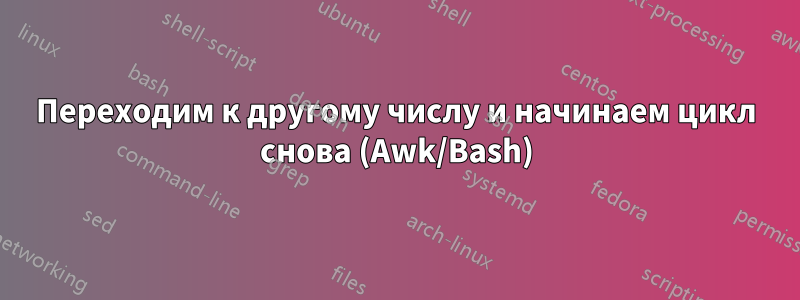 Переходим к другому числу и начинаем цикл снова (Awk/Bash)