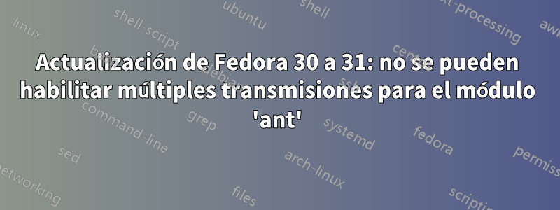 Actualización de Fedora 30 a 31: no se pueden habilitar múltiples transmisiones para el módulo 'ant'