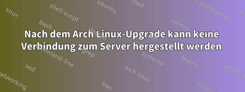 Nach dem Arch Linux-Upgrade kann keine Verbindung zum Server hergestellt werden