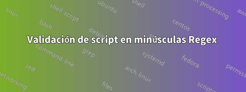 Validación de script en minúsculas Regex