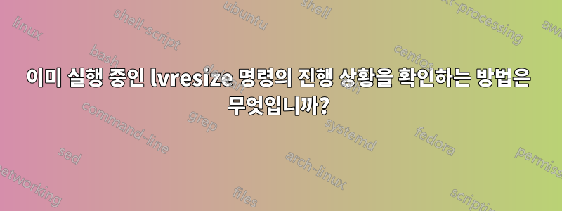 이미 실행 중인 lvresize 명령의 진행 상황을 확인하는 방법은 무엇입니까?