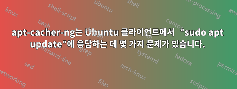 apt-cacher-ng는 Ubuntu 클라이언트에서 "sudo apt update"에 응답하는 데 몇 가지 문제가 있습니다.