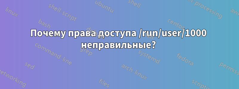 Почему права доступа /run/user/1000 неправильные?