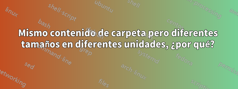 Mismo contenido de carpeta pero diferentes tamaños en diferentes unidades, ¿por qué?