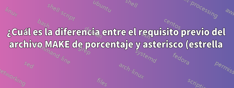 ¿Cuál es la diferencia entre el requisito previo del archivo MAKE de porcentaje y asterisco (estrella)?
