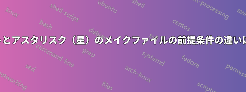 パーセントとアスタリスク（星）のメイクファイルの前提条件の違いは何ですか