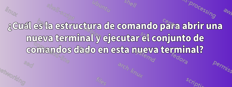 ¿Cuál es la estructura de comando para abrir una nueva terminal y ejecutar el conjunto de comandos dado en esta nueva terminal?