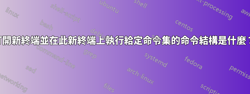 打開新終端並在此新終端上執行給定命令集的命令結構是什麼？