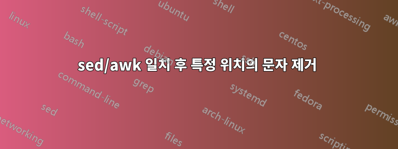 sed/awk 일치 후 특정 위치의 문자 제거