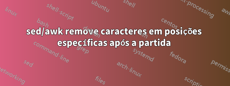 sed/awk remove caracteres em posições específicas após a partida