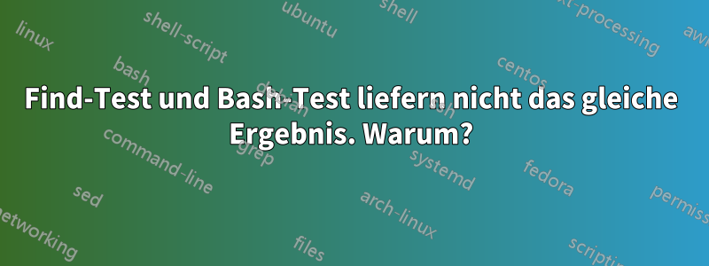 Find-Test und Bash-Test liefern nicht das gleiche Ergebnis. Warum?