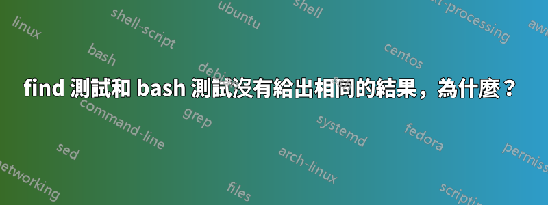 find 測試和 bash 測試沒有給出相同的結果，為什麼？