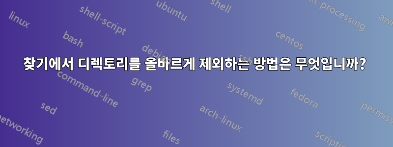 찾기에서 디렉토리를 올바르게 제외하는 방법은 무엇입니까?