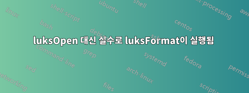 luksOpen 대신 실수로 luksFormat이 실행됨