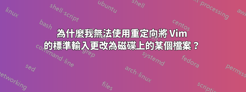 為什麼我無法使用重定向將 Vim 的標準輸入更改為磁碟上的某個檔案？