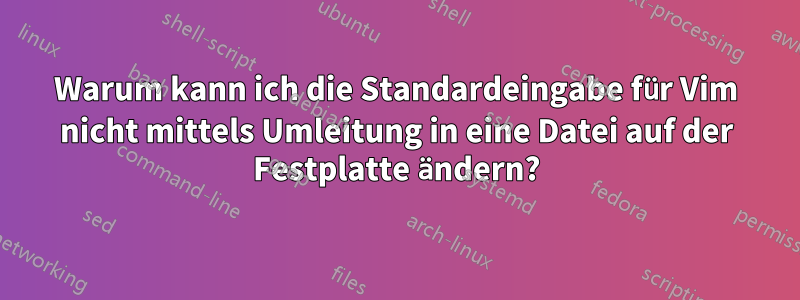 Warum kann ich die Standardeingabe für Vim nicht mittels Umleitung in eine Datei auf der Festplatte ändern?