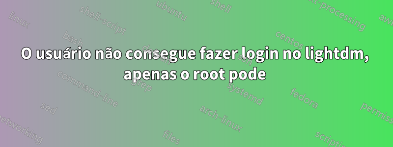 O usuário não consegue fazer login no lightdm, apenas o root pode