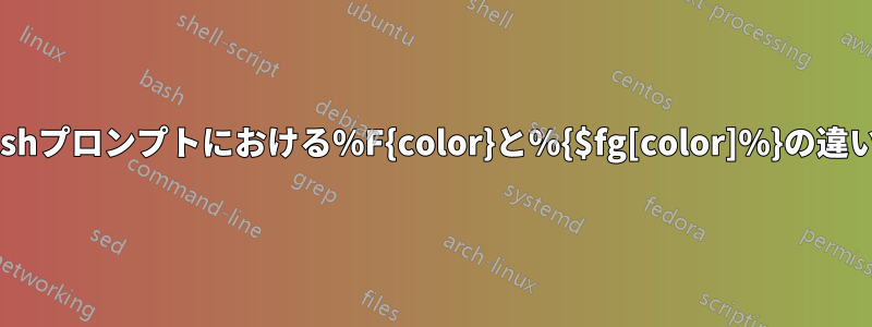 zshプロンプトにおける%F{color}と%{$fg[color]%}の違い