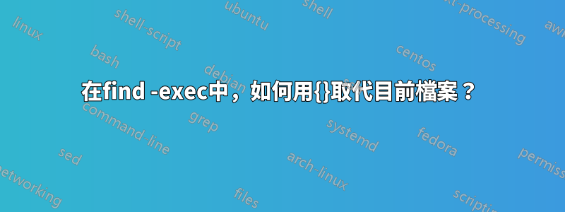 在find -exec中，如何用{}取代目前檔案？