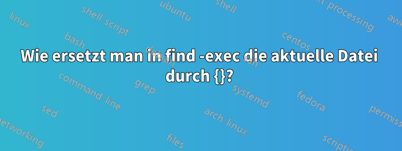 Wie ersetzt man in find -exec die aktuelle Datei durch {}?