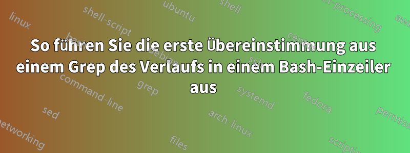 So führen Sie die erste Übereinstimmung aus einem Grep des Verlaufs in einem Bash-Einzeiler aus