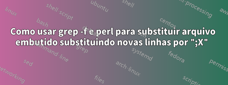 Como usar grep -f e perl para substituir arquivo embutido substituindo novas linhas por ";X"