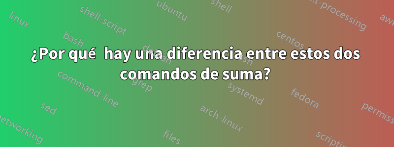 ¿Por qué hay una diferencia entre estos dos comandos de suma?