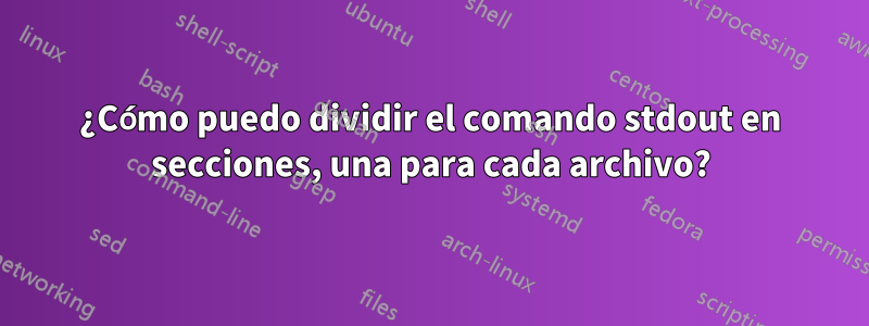 ¿Cómo puedo dividir el comando stdout en secciones, una para cada archivo?