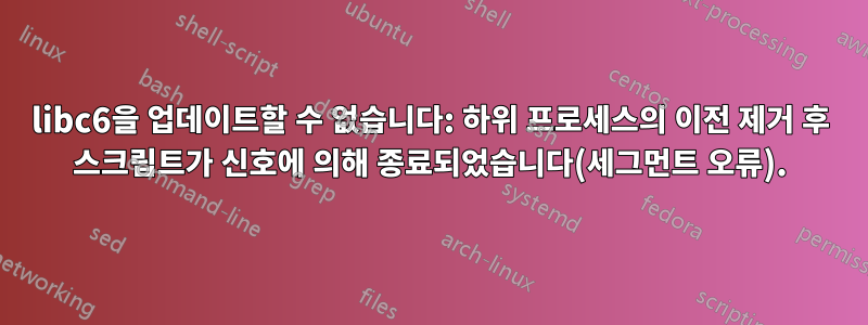 libc6을 업데이트할 수 없습니다: 하위 프로세스의 이전 제거 후 스크립트가 신호에 의해 종료되었습니다(세그먼트 오류).