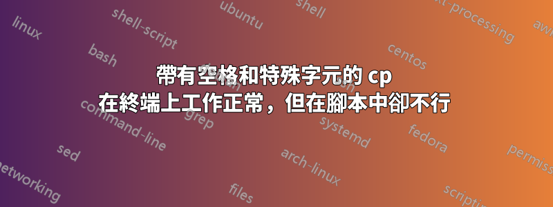 帶有空格和特殊字元的 cp 在終端上工作正常，但在腳本中卻不行