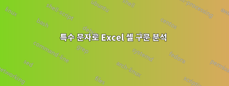 특수 문자로 Excel 셀 구문 분석