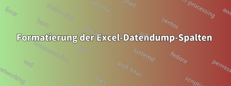 Formatierung der Excel-Datendump-Spalten