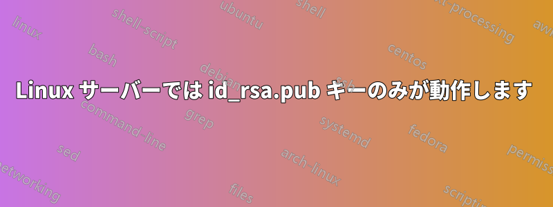 Linux サーバーでは id_rsa.pub キーのみが動作します