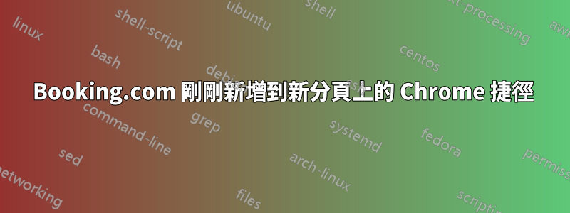Booking.com 剛剛新增到新分頁上的 Chrome 捷徑