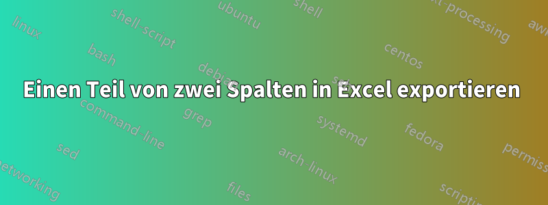 Einen Teil von zwei Spalten in Excel exportieren