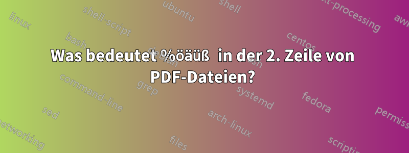 Was bedeutet %öäüß in der 2. Zeile von PDF-Dateien?