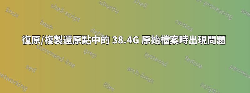 復原/複製還原點中的 38.4G 原始檔案時出現問題