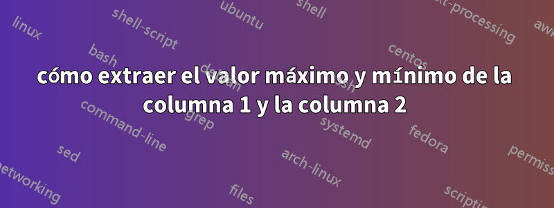 cómo extraer el valor máximo y mínimo de la columna 1 y la columna 2