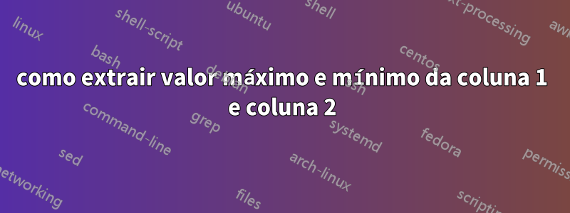 como extrair valor máximo e mínimo da coluna 1 e coluna 2