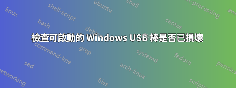 檢查可啟動的 Windows USB 棒是否已損壞