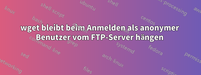 wget bleibt beim Anmelden als anonymer Benutzer vom FTP-Server hängen