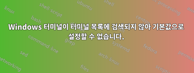 Windows 터미널이 터미널 목록에 검색되지 않아 기본값으로 설정할 수 없습니다.