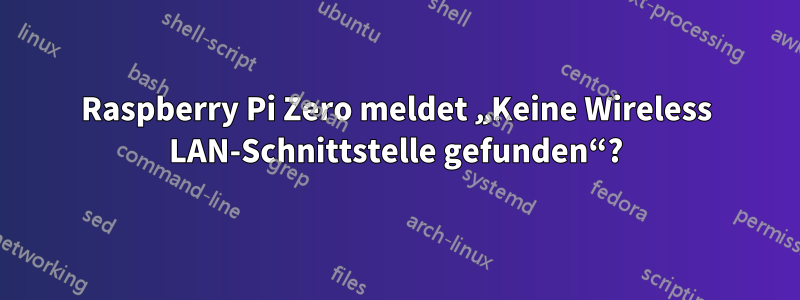 Raspberry Pi Zero meldet „Keine Wireless LAN-Schnittstelle gefunden“?