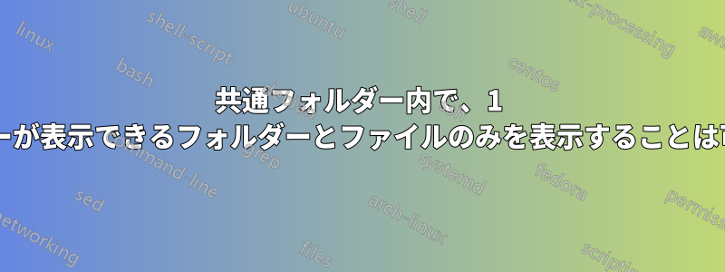 共通フォルダー内で、1 人のユーザーが表示できるフォルダーとファイルのみを表示することは可能ですか?